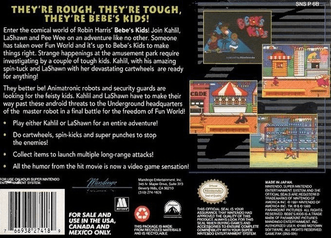 Bebe's Kids — Box back