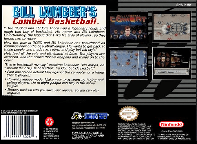 Bill Laimbeer's Combat Basketball — Box back