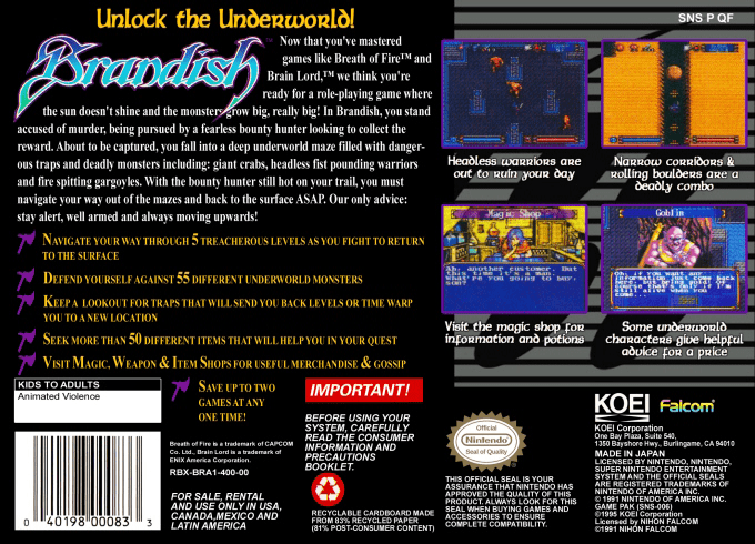 Brandish — Box back