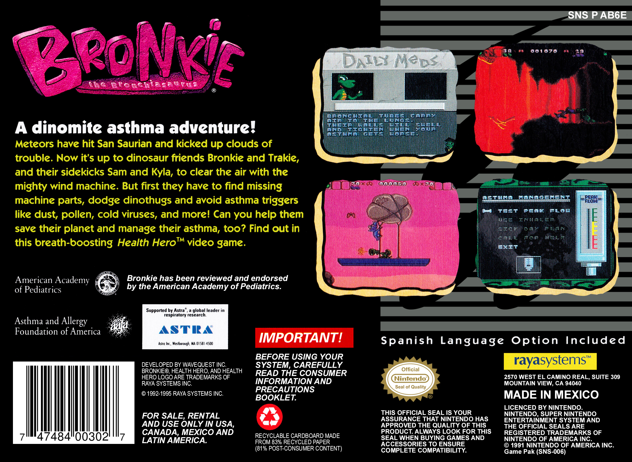 Bronkie the Bronchiasaurus — Box back