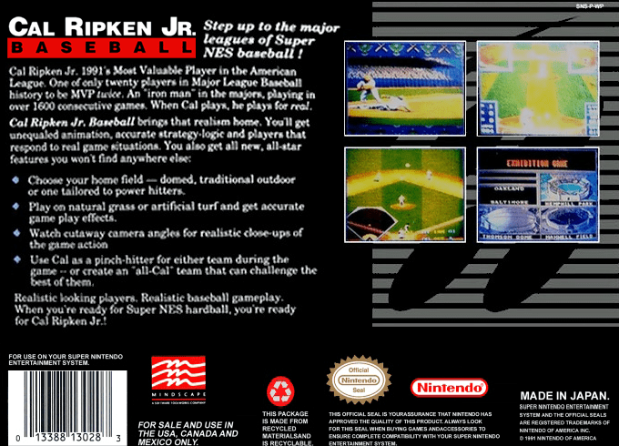 Cal Ripken Jr. Baseball — Box back