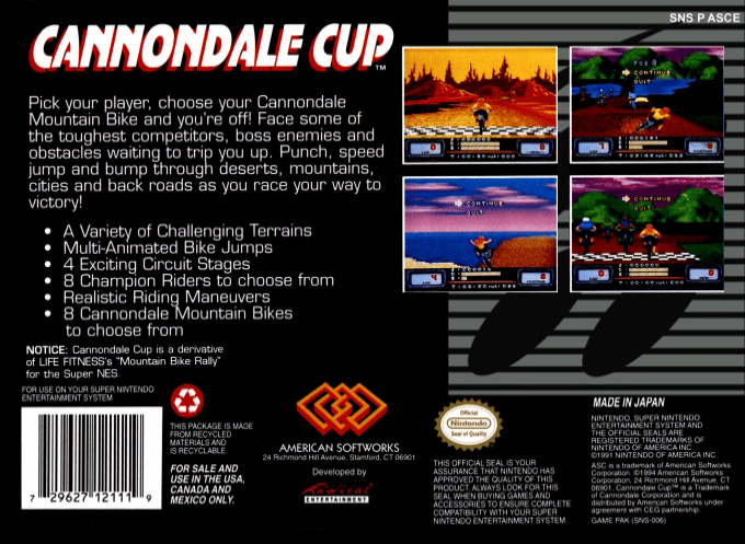 Cannondale Cup — Box back