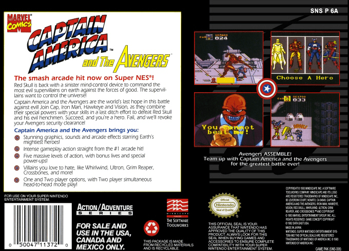 Captain America and the Avengers — Box back