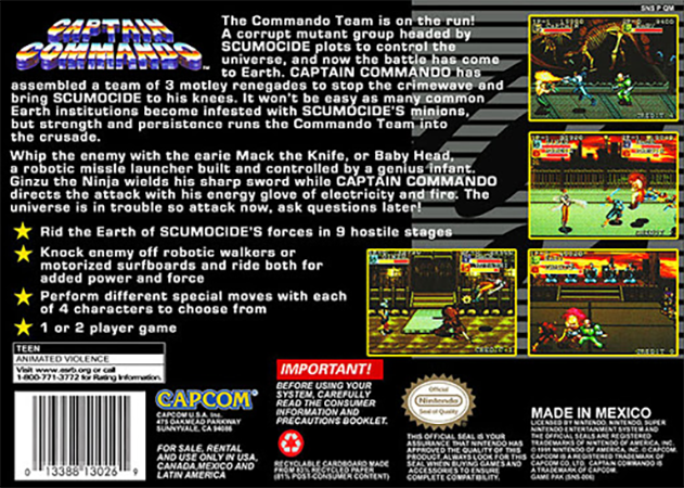Captain Commando — Box back