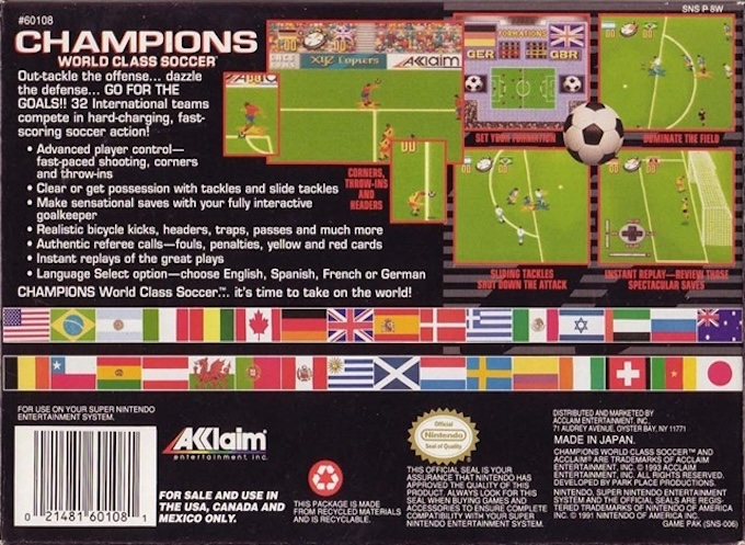 Champions : World Class Soccer — Box back