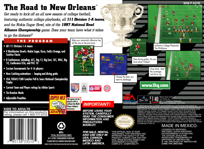 College Football USA 97 — Box back