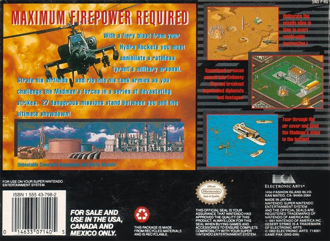 Desert Strike : Return to the Gulf — Box back