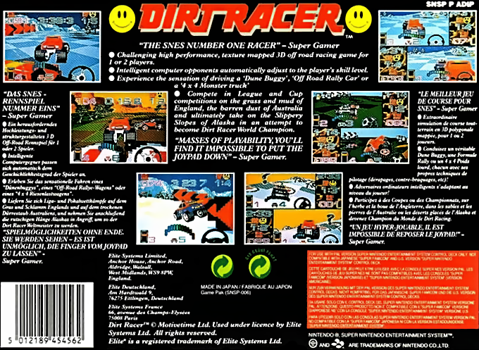 Dirt Racer — Box back