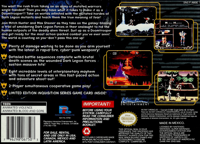 Doom Troopers : Mutant Chronicles — Box back