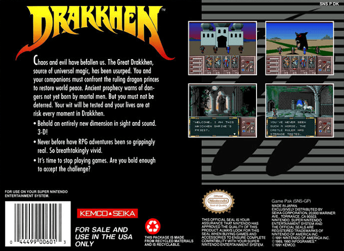 Drakkhen — Box back