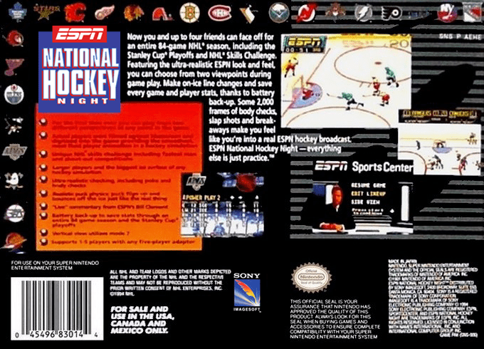 ESPN National Hockey Night — Box back