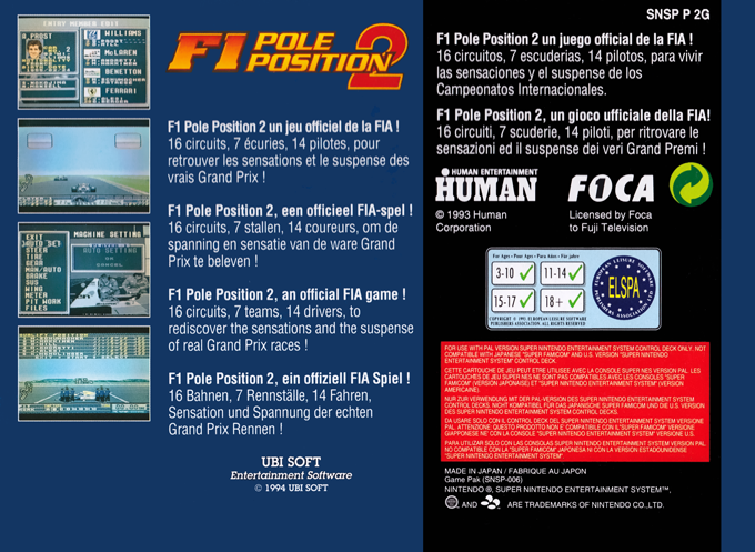 F1 Pole Position 2 — Box back