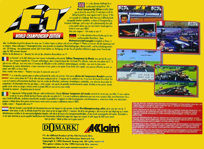 F1 World Championship Edition — Box back