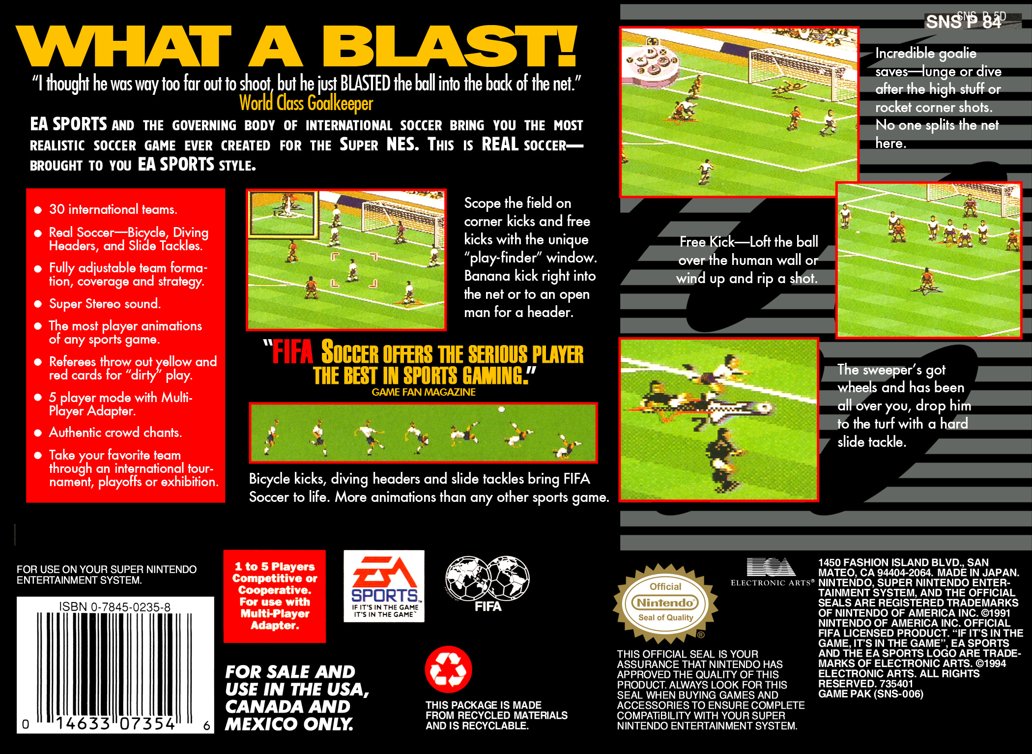 FIFA International Soccer — Box back