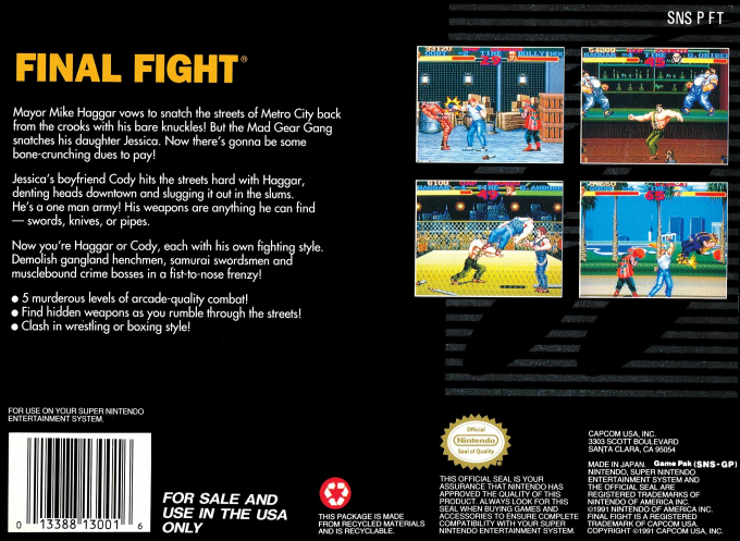Final Fight — Box back