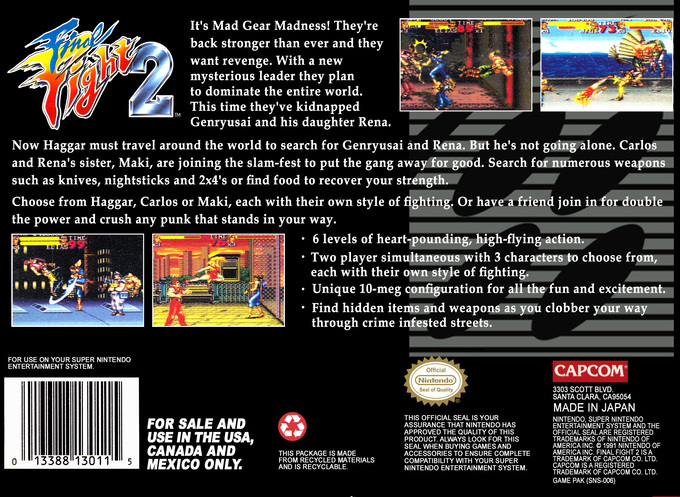 Final Fight 2 — Box back