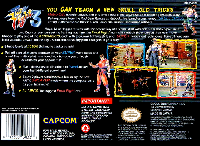 Final Fight 3 — Box back