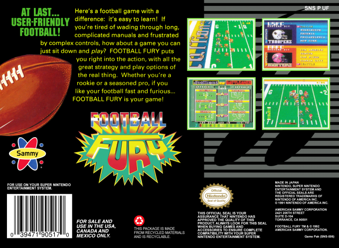 Football Fury — Box back