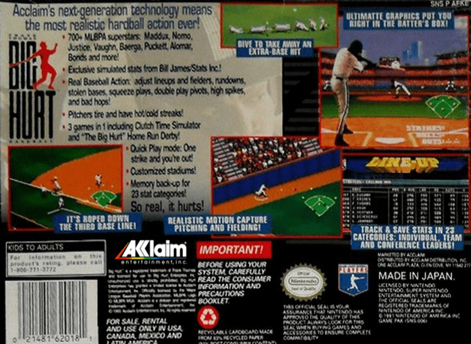 Frank Thomas Big Hurt Baseball — Box back