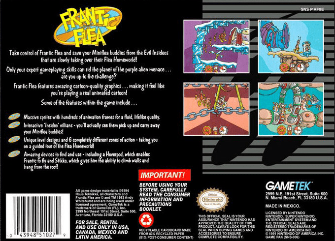 Frantic Flea — Box back