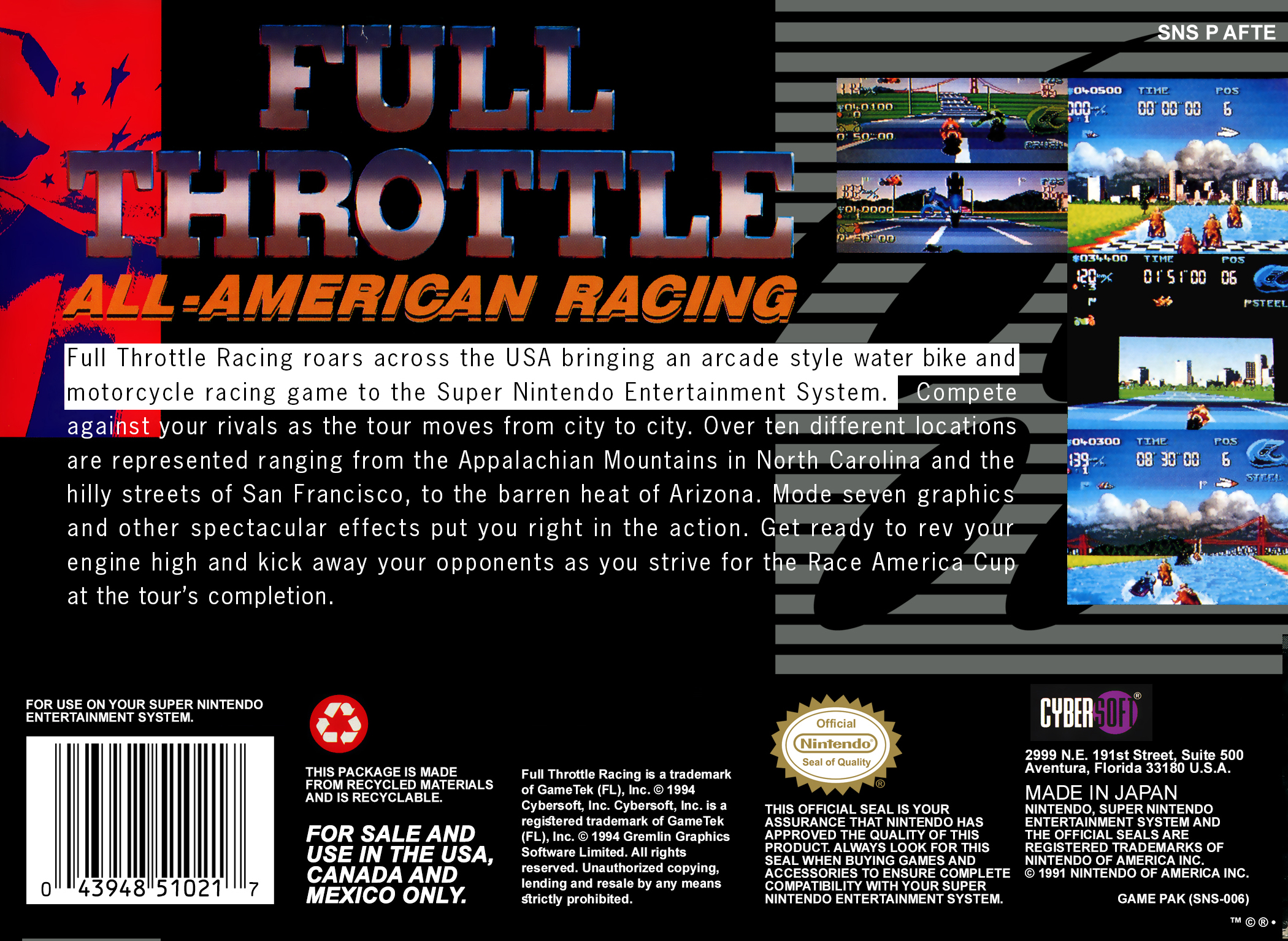 Full Throttle : All-American Racing — Box back