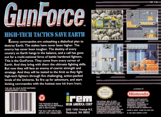 GunForce : Battle Fire Engulfed Terror Island — Box back