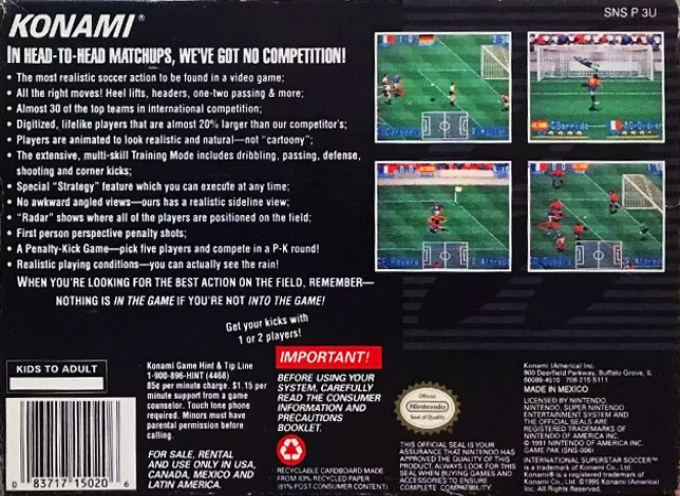 International Superstar Soccer — Box back