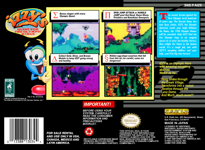 Izzy's Quest for the Olympic Rings — Box back