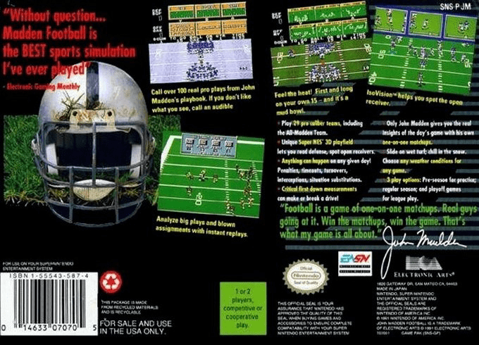 John Madden Football — Box back