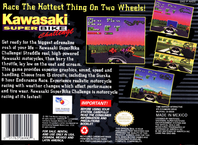 Kawasaki Superbike Challenge — Box back