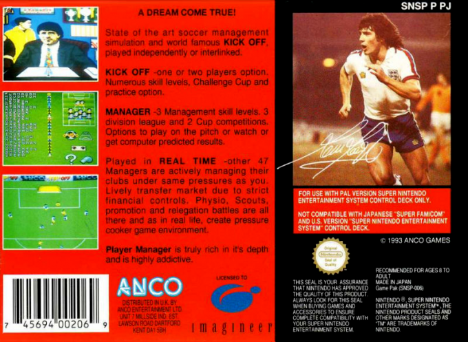 Kevin Keegan's Player Manager — Box back