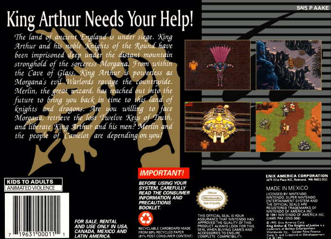 King Arthur & The Knights of Justice — Box back