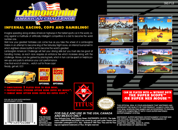 Lamborghini American Challenge — Box back