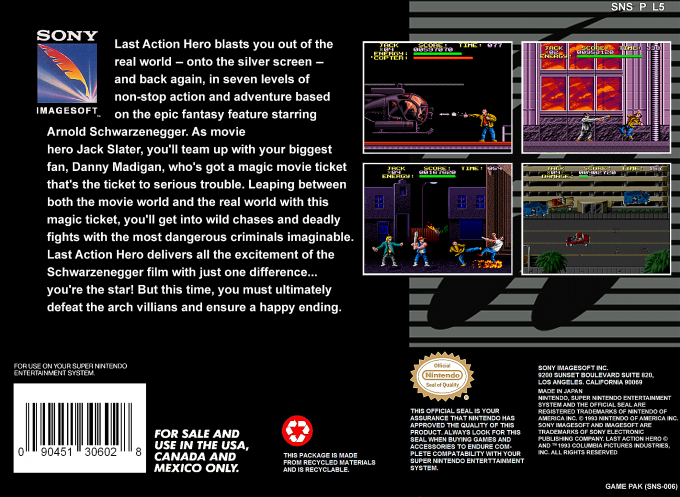 Last Action Hero — Box back