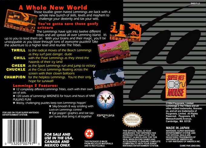 Lemmings 2 : The Tribes — Box back