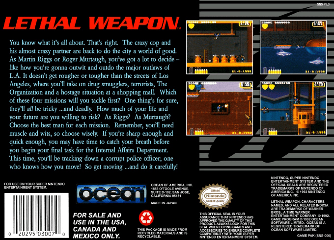 Lethal Weapon — Box back