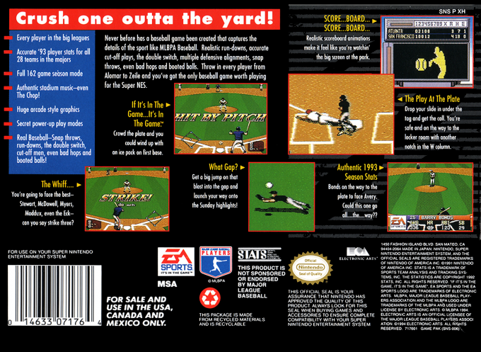 MLBPA Baseball — Box back