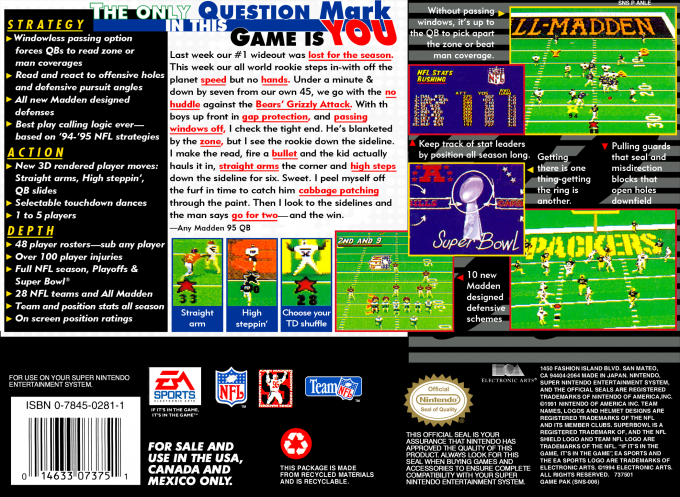 Madden NFL 95 — Box back