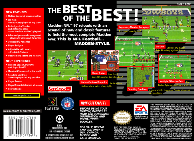 Madden NFL 97 — Box back
