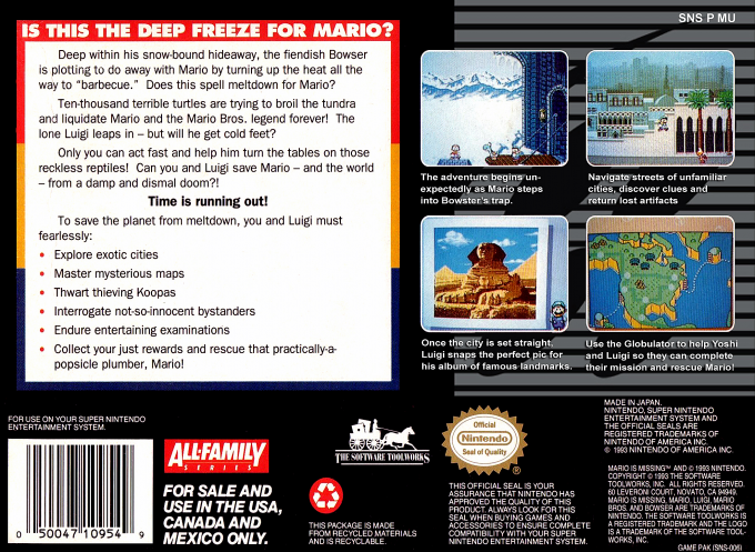 Mario Is Missing! — Box back
