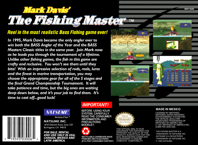 Mark Davis' The Fishing Master — Box back
