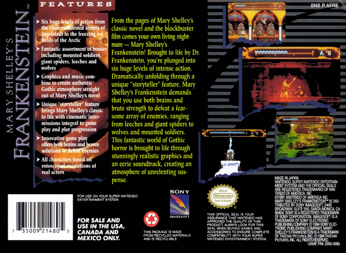 Mary Shelley's Frankenstein — Box back