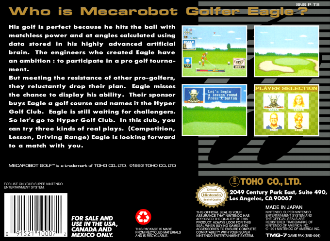 Mecarobot Golf — Box back