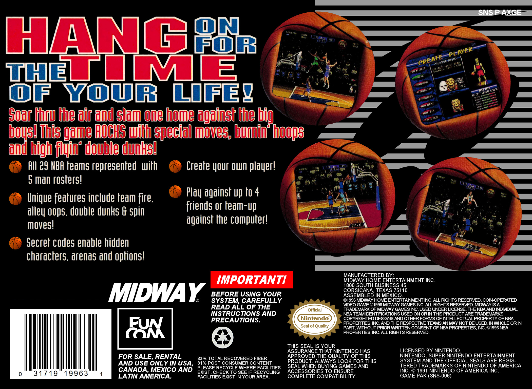 NBA Hang Time — Box back