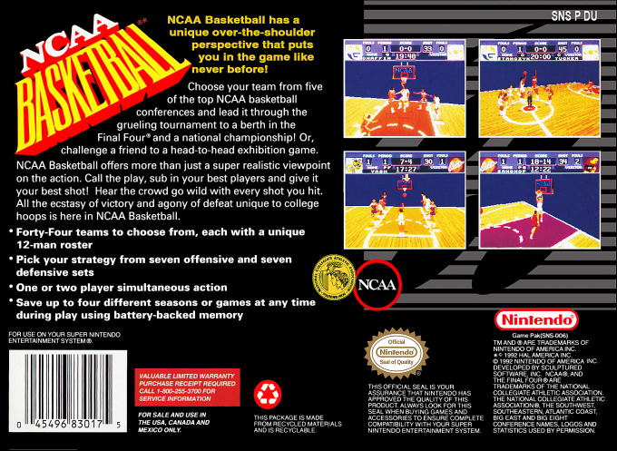 NCAA Basketball — Box back