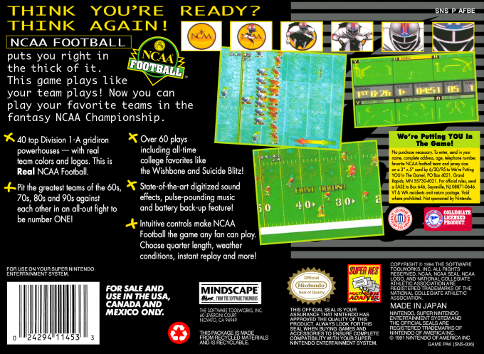 NCAA Football — Box back