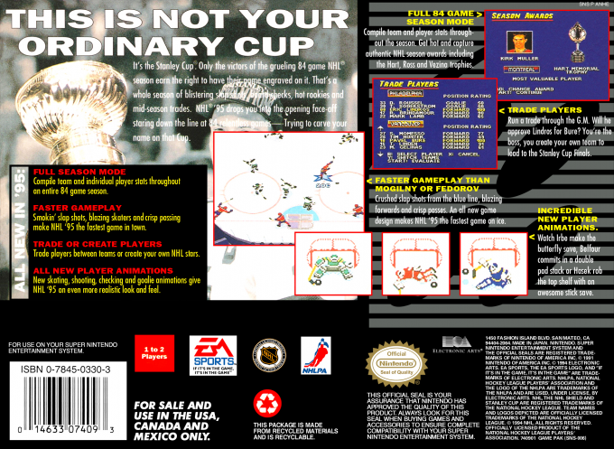 NHL 95 — Box back