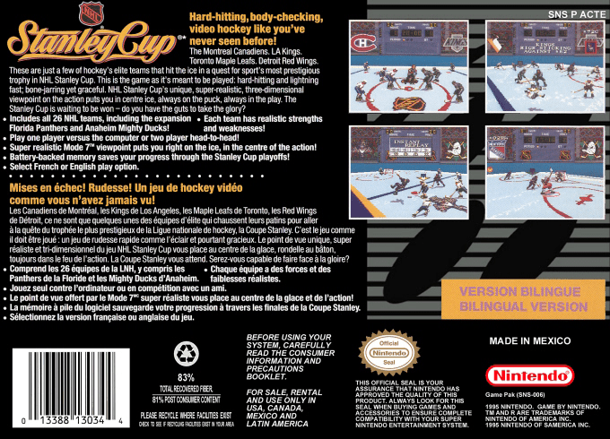 NHL Stanley Cup — Box back