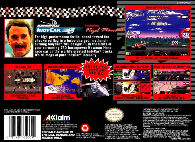 Newman Haas IndyCar featuring Nigel Mansell — Box back