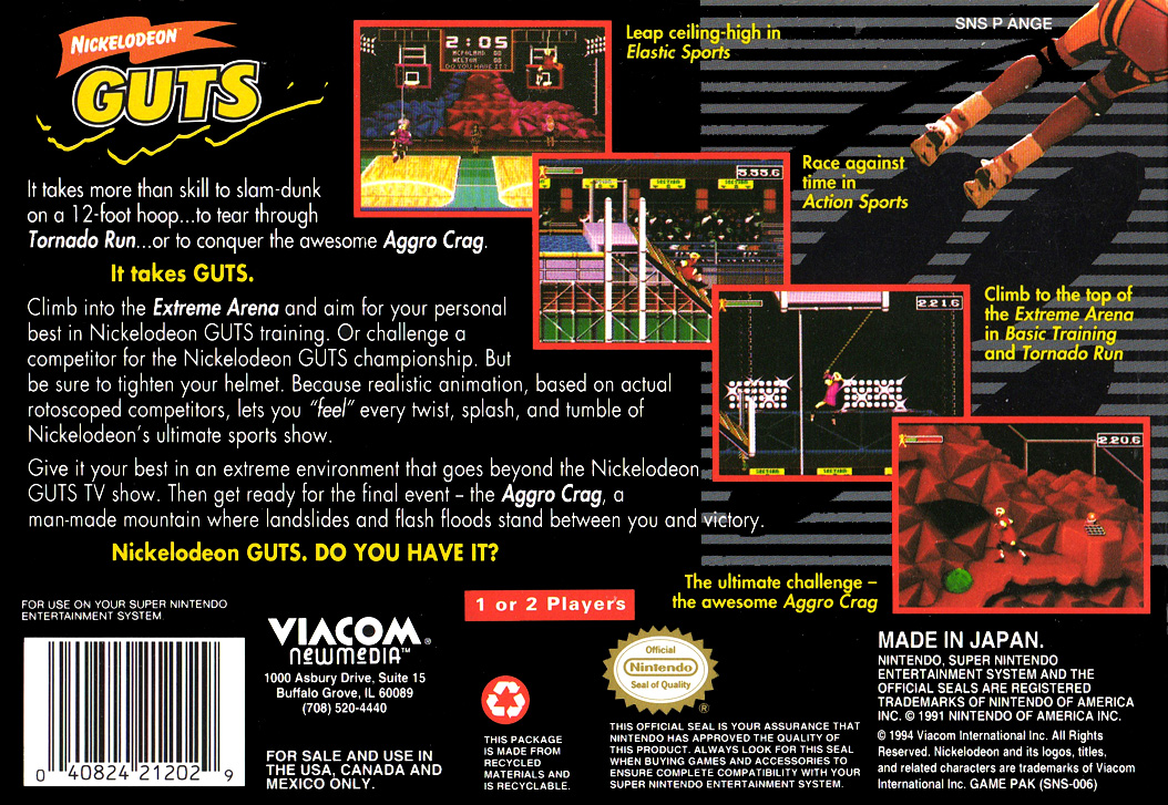 Nickelodeon GUTS — Box back